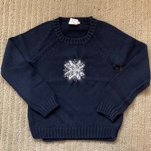 J. Crew Navy Snowflake Sweater 4-5